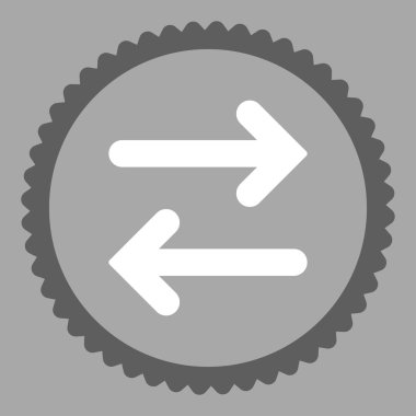 Fiske vurmak yatay düz koyu gri ve beyaz renkler damga simgesi yuvarlak