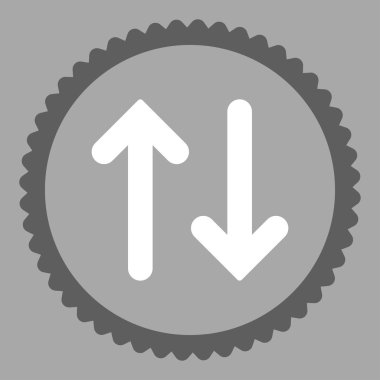 Fiske vurmak düz koyu gri ve beyaz renkler damga simgesi yuvarlak