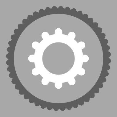 Vites düz koyu gri ve beyaz renkler damga simgesi yuvarlak