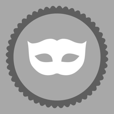 Gizlilik maskesi düz koyu gri ve beyaz renkler damga simgesi yuvarlak