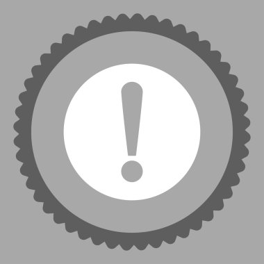 Sorun düz koyu gri ve beyaz renkler damga simgesi yuvarlak