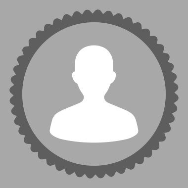 Kullanıcı düz koyu gri ve beyaz renkler damga simgesi yuvarlak