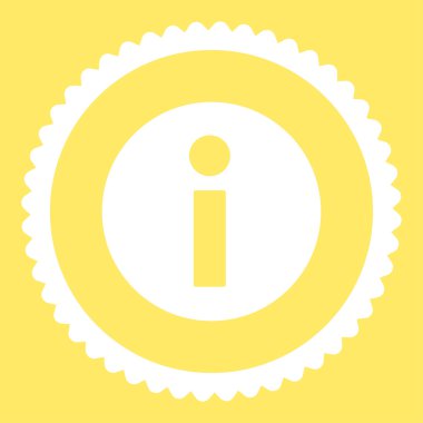 Bilgi düz beyaz renk yuvarlak damga simgesi