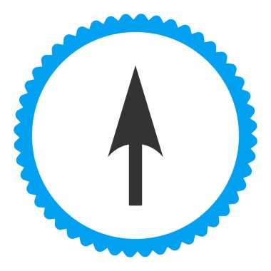 Ok eksen Y düz mavi ve gri renkler damga simgesi yuvarlak