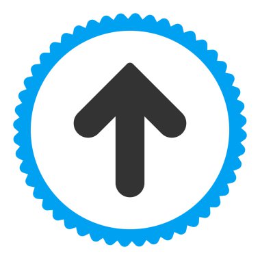 Ok yukarı düz mavi ve gri renkler damga simgesi yuvarlak