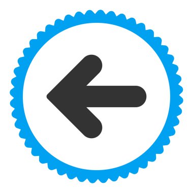 Ok sol düz mavi ve gri renkler damga simgesi yuvarlak