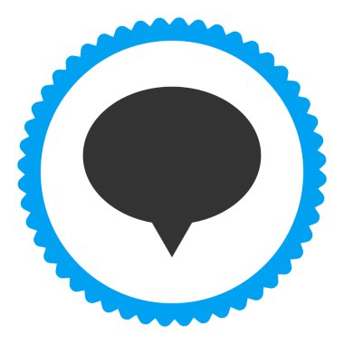 Afiş düz mavi ve gri renkler damga simgesi yuvarlak