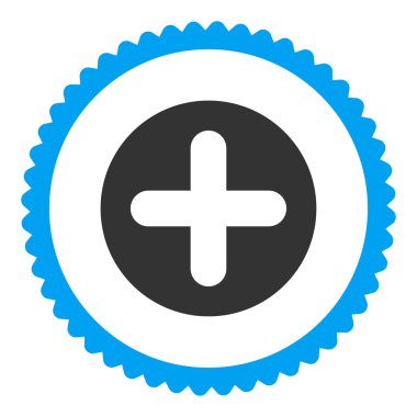 Damga simgesi yuvarlak düz mavi ve gri renkler oluşturma