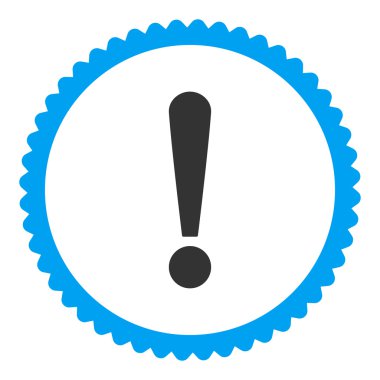 Ünlem işareti mavi ve gri renkler damga simgesi yuvarlak düz