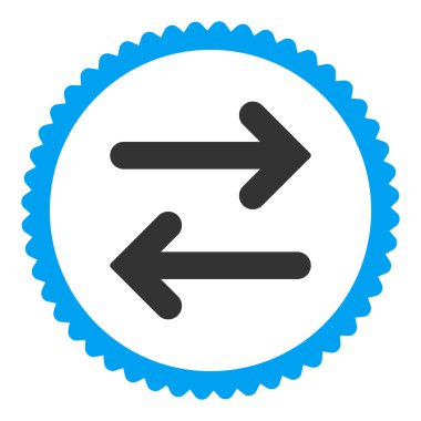 Flip yatay düz mavi ve gri renkler damga simgesi yuvarlak