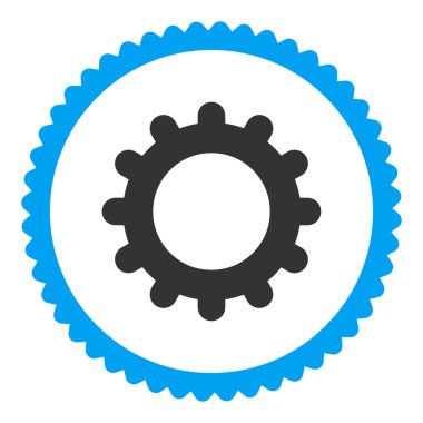 Vites düz mavi ve gri renkler damga simgesi yuvarlak