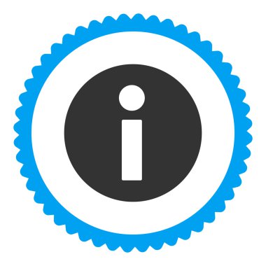 Bilgi düz mavi ve gri renkler damga simgesi yuvarlak