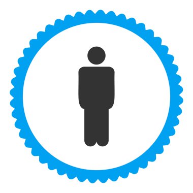 Adam düz mavi ve gri renkler damga simgesi yuvarlak