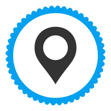 Yuvarlak damga simge harita işareti düz mavi ve gri renkler