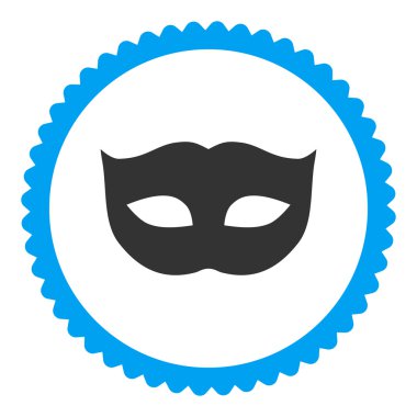 Gizlilik maskesi düz mavi ve gri renkler damga simgesi yuvarlak