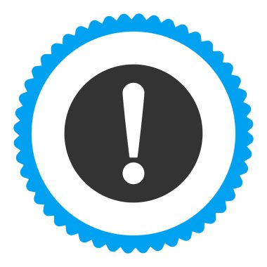 Sorun düz mavi ve gri renkler damga simgesi yuvarlak