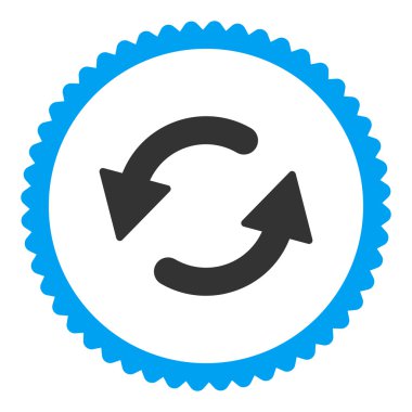 Saatin tersi yönde düz mavi ve gri renkler damga simgesi yuvarlak Yenile