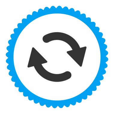 Düz mavi yenilemek ve gri renkler damga simgesi yuvarlak