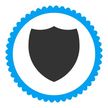 Yuvarlak damga simgesi kalkan düz mavi ve gri renkler