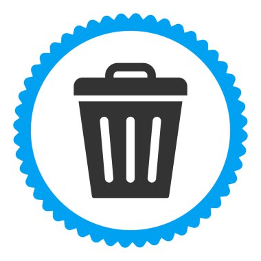 Çöp Can düz mavi ve gri renkler damga simgesi yuvarlak