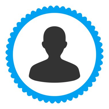 Kullanıcı düz mavi ve gri renkler damga simgesi yuvarlak