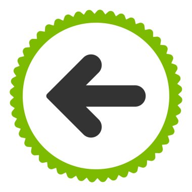 Ok sol düz eko yeşil ve gri renkler damga simgesi yuvarlak