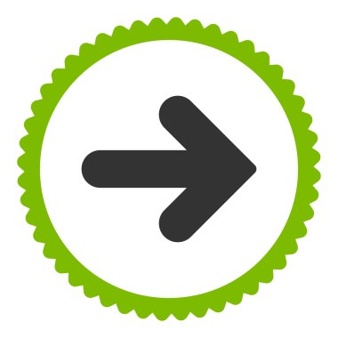 Ok sağ düz eko yeşil ve gri renkler damga simgesi yuvarlak