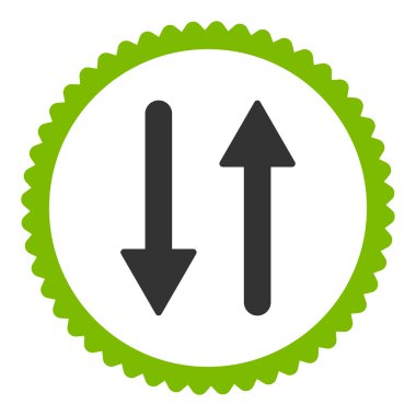 Oklar Exchange dikey düz eko yeşil ve gri renkler damga simgesi yuvarlak