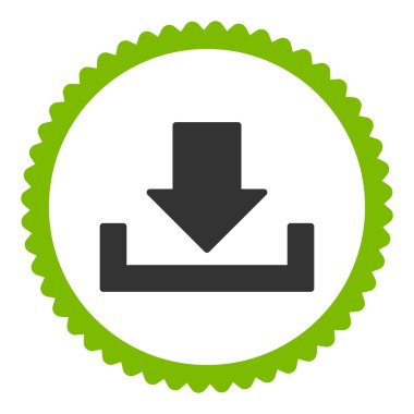 Download düz eko yeşil ve gri renkler damga simgesi yuvarlak