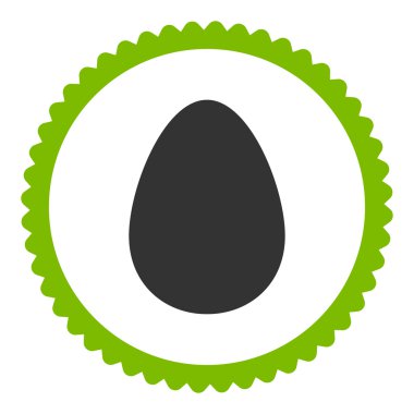 Yumurta düz eko yeşil ve gri renkler damga simgesi yuvarlak