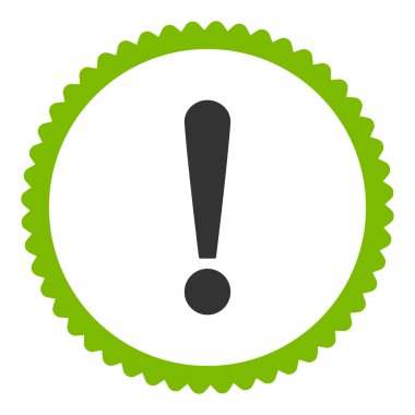 Ünlem işareti eko yeşil ve gri renkler damga simgesi yuvarlak düz