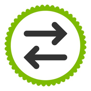 Düz eko yeşil yatay ters çevir ve gri renkler damga simgesi yuvarlak