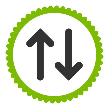 Düz eko yeşil flip ve gri renkler damga simgesi yuvarlak