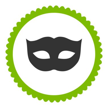 Gizlilik maskesi düz eko yeşil ve gri renkler damga simgesi yuvarlak