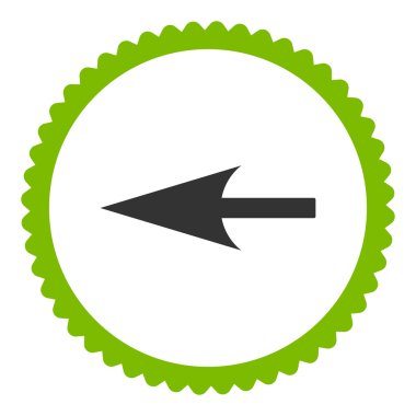 Keskin sol ok düz eko yeşil ve gri renkler damga simgesi yuvarlak