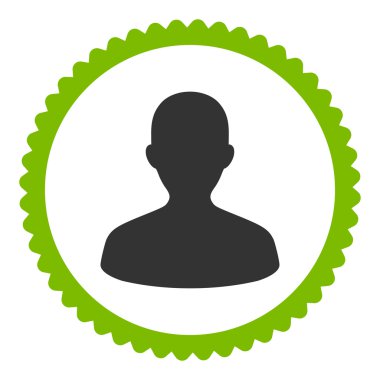 Kullanıcı düz eko yeşil ve gri renkler damga simgesi yuvarlak