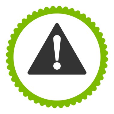 Düz Eko uyarı yeşil ve gri renkler damga simgesi yuvarlak