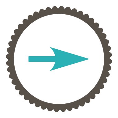 Yuvarlak damga simgesi ok ekseni X düz gri ve mavi renkler