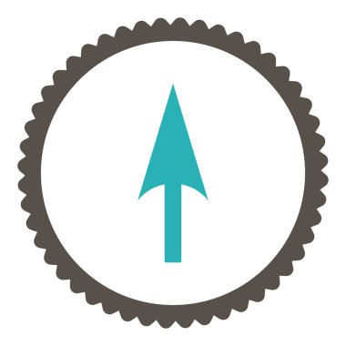 Yuvarlak damga simgesi ok eksen Y düz gri ve mavi renkler