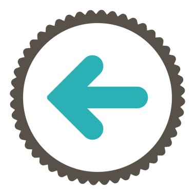 Yuvarlak damga simgesi ok sol düz gri ve mavi renkler