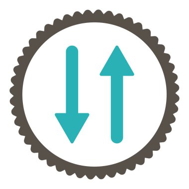 Yuvarlak damga simgesi okları Exchange dikey düz gri ve mavi renkler