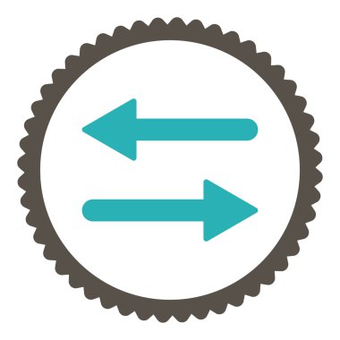 Yuvarlak damga simgesi okları Exchange düz gri ve mavi renkler