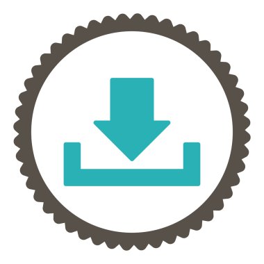 Düz gri indirmek ve mavi renkler damga simgesi yuvarlak