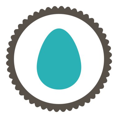 Yuvarlak damga simgesi yumurta düz gri ve mavi renkler