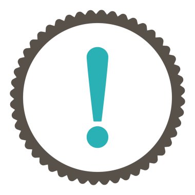 Ünlem işareti gri ve mavi renkler damga simgesi yuvarlak düz