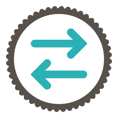 Yatay düz gri flip ve mavi renkler damga simgesi yuvarlak