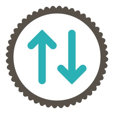 Düz gri flip ve mavi renkler damga simgesi yuvarlak