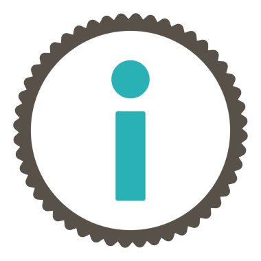 Yuvarlak damga simgesi bilgi düz gri ve mavi renkler