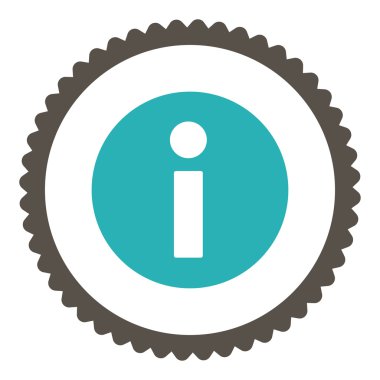 Yuvarlak damga simgesi bilgi düz gri ve mavi renkler