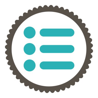 Öğeleri düz gri ve mavi renkler damga simgesi yuvarlak